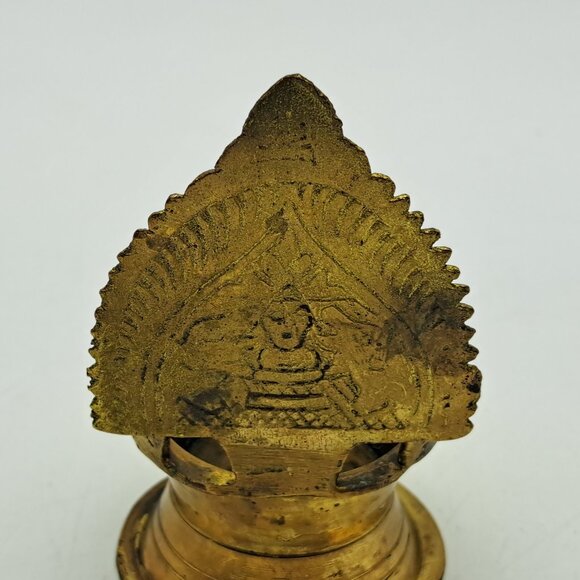 Vintage Brass Diya Lamp Kamakshi - Picture 10 of 11